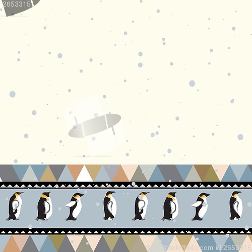 Image of Postcard for text with penguins and a triangle