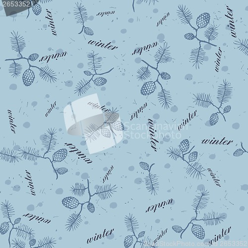 Image of winter background with pine cone pattern