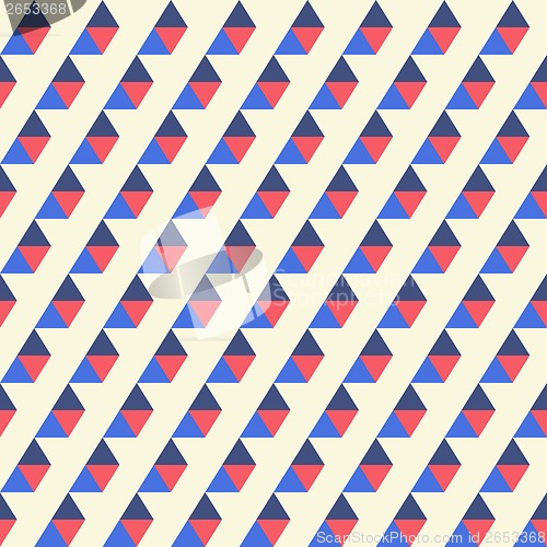 Image of seamless pattern of blue, red triangles