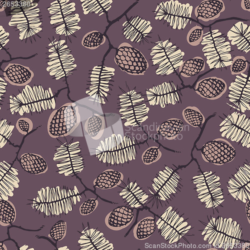 Image of pattern with fir cones and twigs  spruce