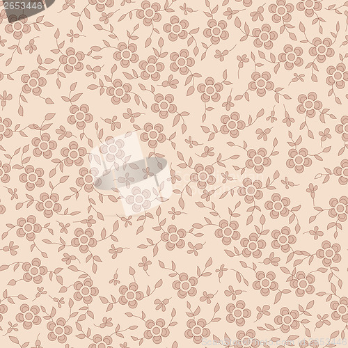 Image of flower, twig and leaf. beige