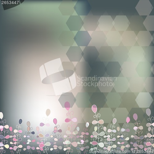 Image of background from hexagons, plants, blur