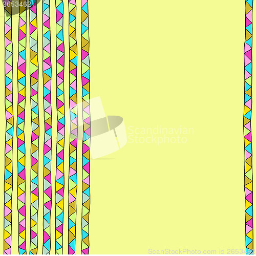 Image of triangle on a yellow  background. bright colors.