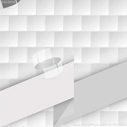 Image of white geometric pattern with rectangles and ribbon