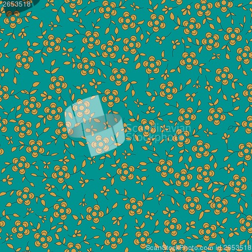 Image of pattern with flowers on a turquoise background