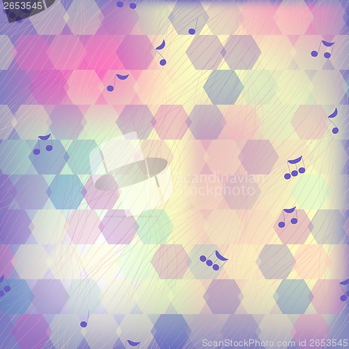 Image of background of hexagons and musical notes