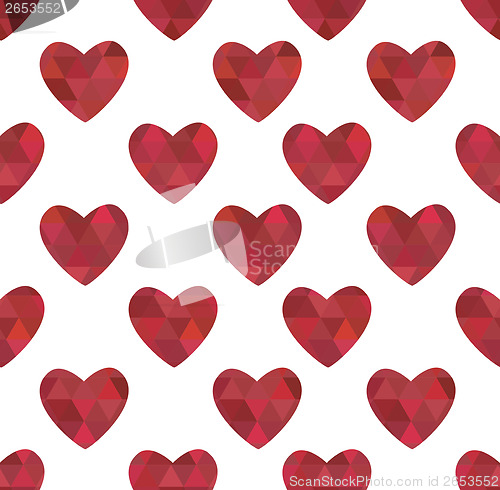 Image of texture of red hearts in the crystalline style