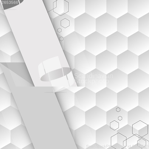 Image of white geometric background with hexagons