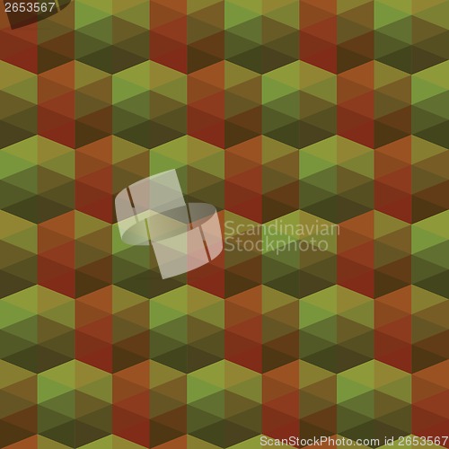 Image of seamless texture of triangles. illusion hexagon