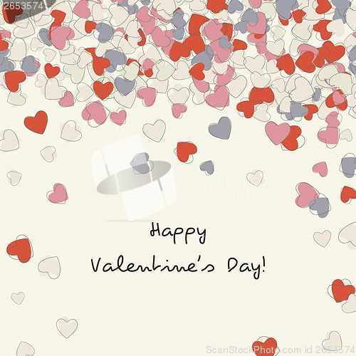 Image of postcard  with hearts at the top of Valentine