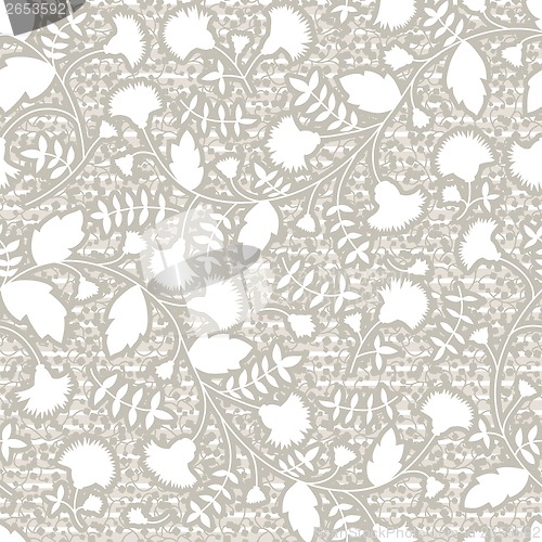 Image of seamless  pattern with silhouettes of flowers