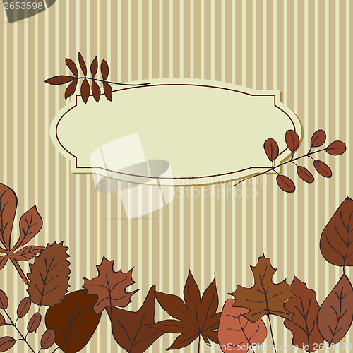 Image of card with leaves in red colors.