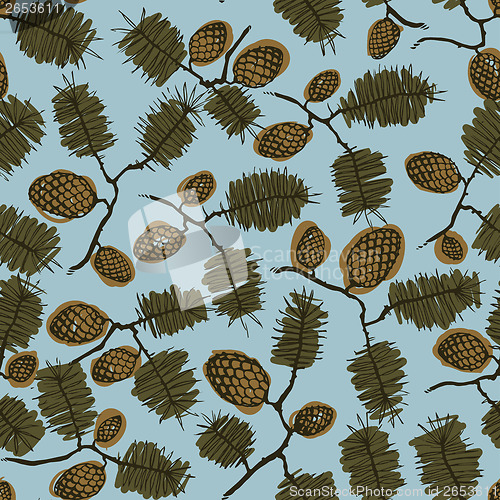Image of pattern with fir cone and twig