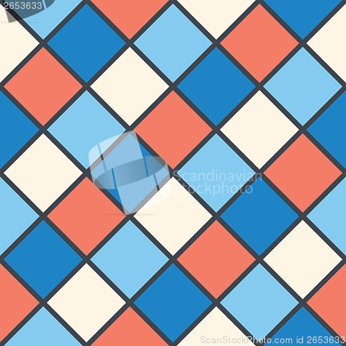 Image of squares red, blue, cream colour