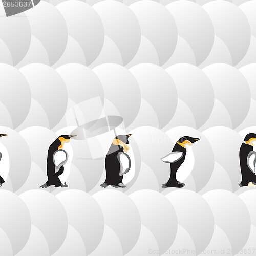 Image of geometric pattern with circles and penguins