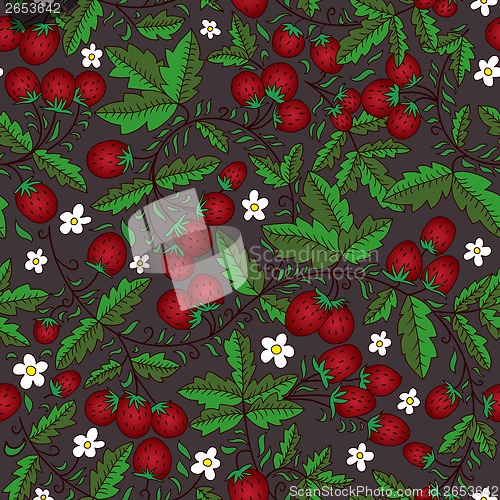 Image of flower, wild strawberry on a dark background