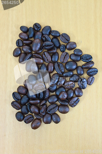 Image of heart image made up of coffee beans 