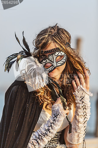 Image of Woman with Colombina Mask