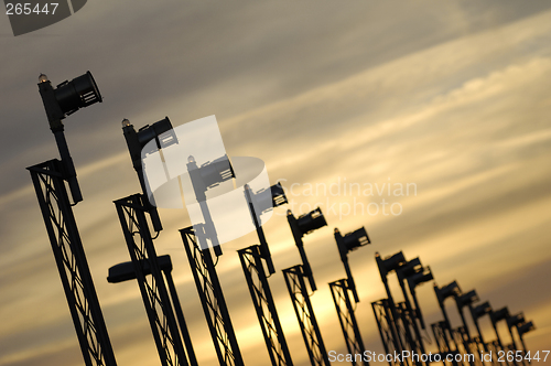 Image of Landing lights and sunset