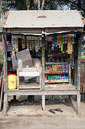 Image of Old grocery store in a rural place in Kumrokhali, West Bengal, India