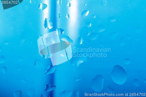 Image of blue abstract background with water drops