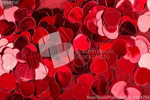 Image of red heart confetti background