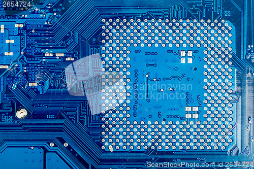 Image of Close up of computer circuit motherboard