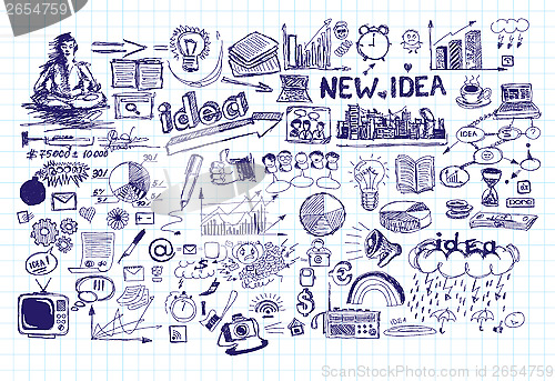 Image of Idea Sketch Background With Pen Drawn Elements