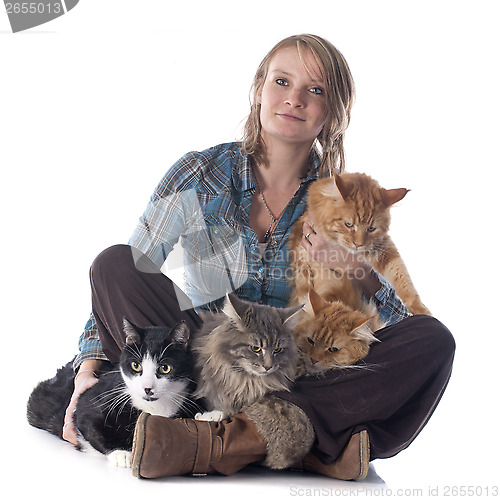 Image of woman and cats