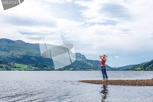 Image of Enjoyment  - free happy woman enjoying landscape