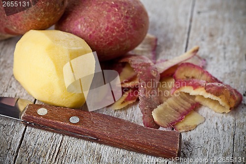 Image of healthy organic peeled potatoes