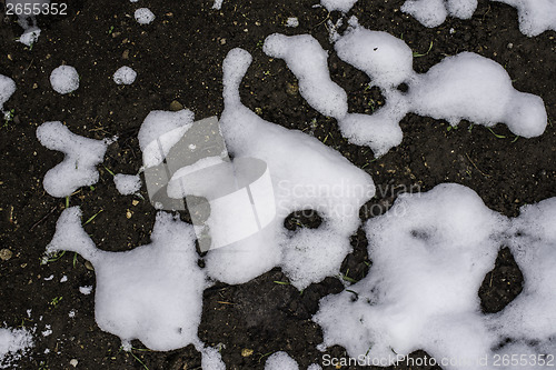 Image of Melting snow is showing land