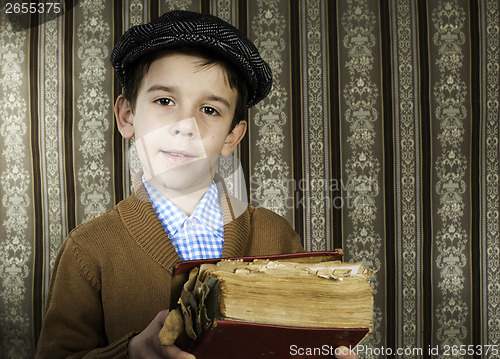 Image of Child with red vintage book