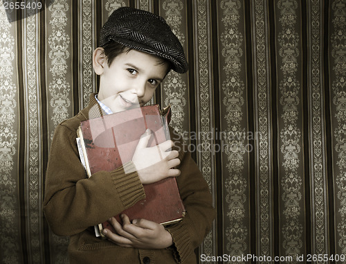 Image of Child with red vintage book