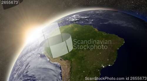 Image of Sun over South America