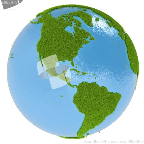 Image of America on green planet