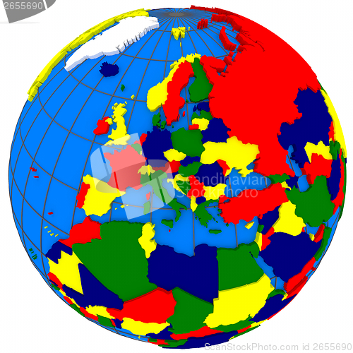 Image of Europe countries on globe