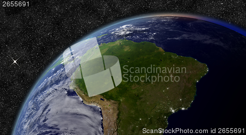 Image of South America from space