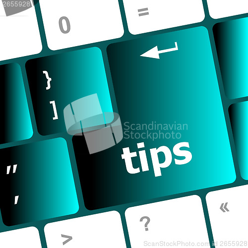 Image of keyboard key, tips button on computer pc icon