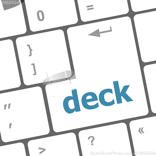 Image of deck word on keyboard key, notebook computer button