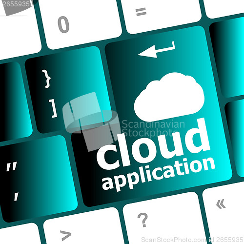 Image of cloud application words concept on button of the keyboard