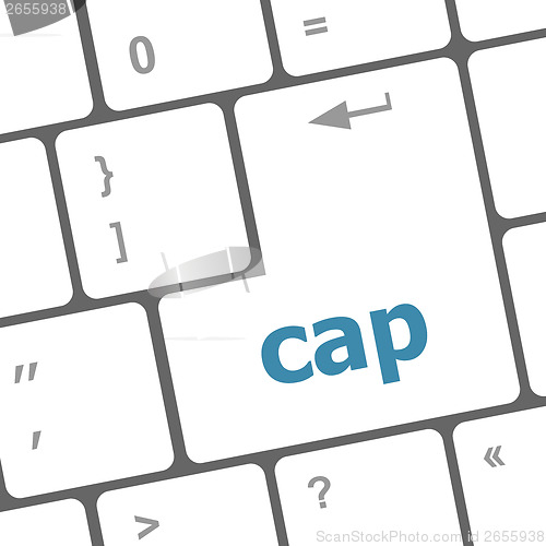 Image of cap key on computer keyboard button