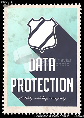 Image of Data Protection Concept on Blue in Flat Design.