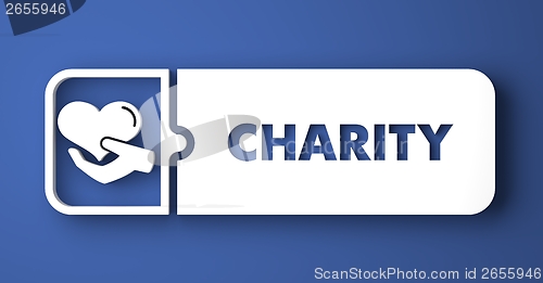 Image of Charity Concept on Blue in Flat Design Style.