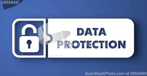 Image of Data Protection on Blue in Flat Design Style.