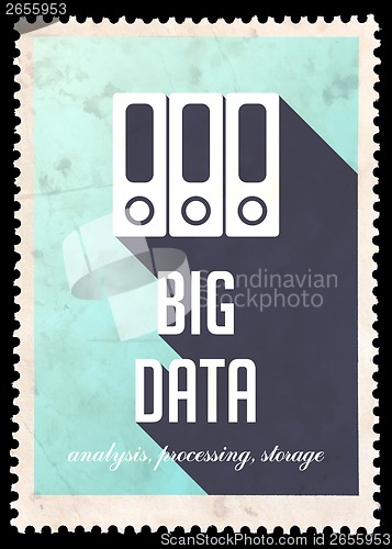 Image of Big Data on Blue in Flat Design.