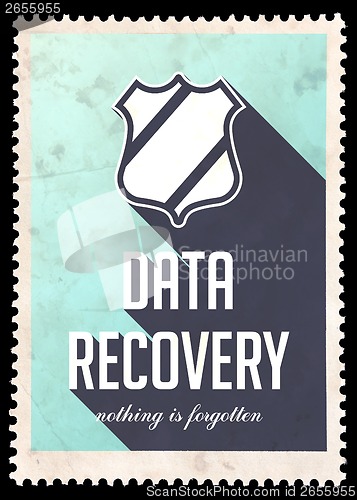 Image of Data Recovery on Blue in Flat Design.