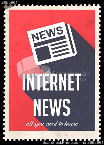 Image of Internet News on Red in Flat Design.