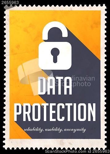 Image of Data Protection on Yellow in Flat Design.