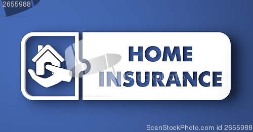 Image of Home Insurance on Blue in Flat Design Style.